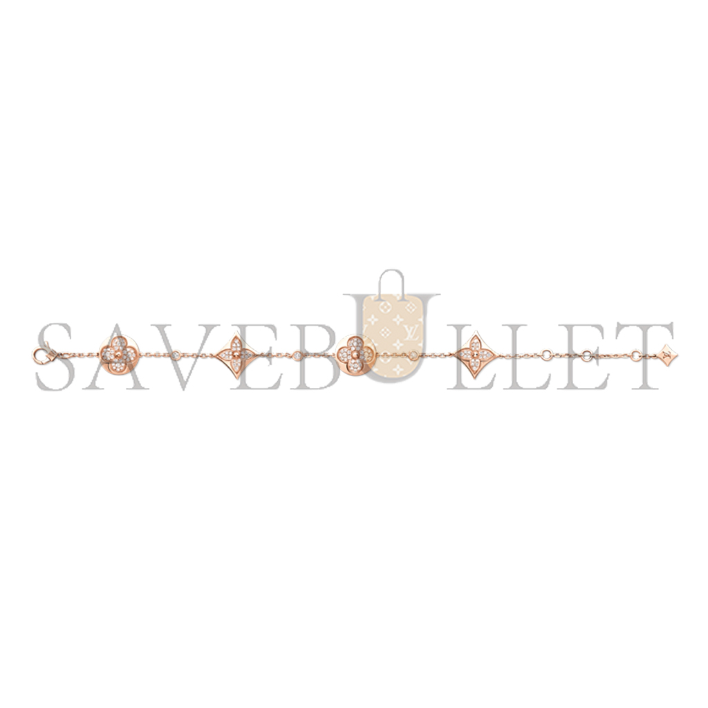 l**is V*t*n color blossom bb multi-motifs bracelet, pink gold and diamonds q95650
